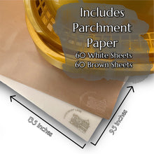 Load image into Gallery viewer, Boho Retro Style Gold Food Baskets (12pk) with Neutral Parchment Paper (2 x 60pk) Fast Food Baskets for Serving Plastic Food Baskets with Paper Liners Food Boats or Fast Food Tray