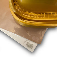 Load image into Gallery viewer, Boho Retro Style Gold Food Baskets (12pk) with Neutral Parchment Paper (2 x 60pk) Fast Food Baskets for Serving Plastic Food Baskets with Paper Liners Food Boats or Fast Food Tray