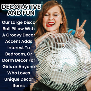 16x16 Large Round Pillow Disco Ball Pillow Ball Pillows Decorative Throw Pillows For Teen Girls Bedroom - Funky Throw Pillows Bed Pillow Or Floor Cushion For Cute Room Decor Sphere Pillow